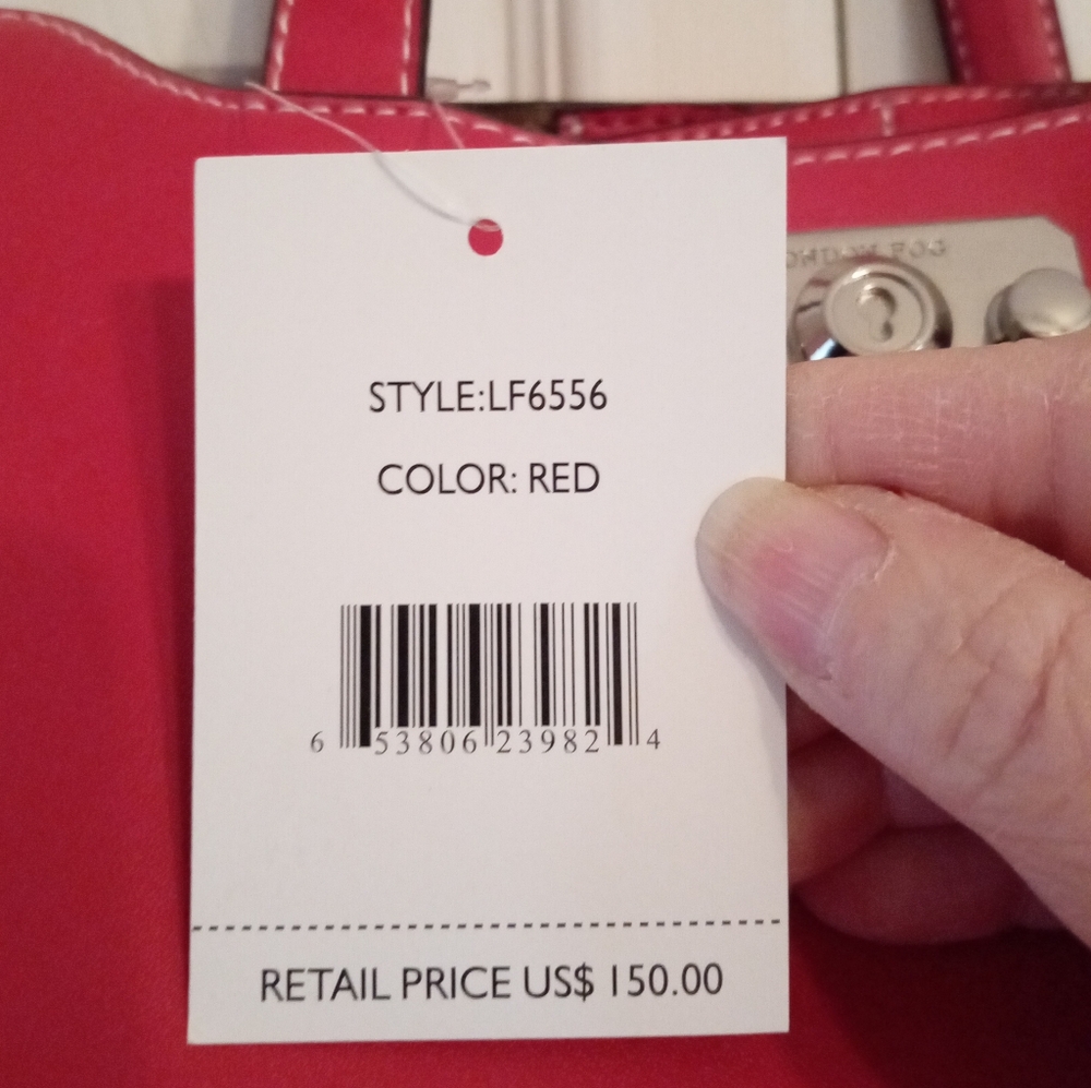 NWT London Fog Red Faux Leather Tote - Picture 3 of 7